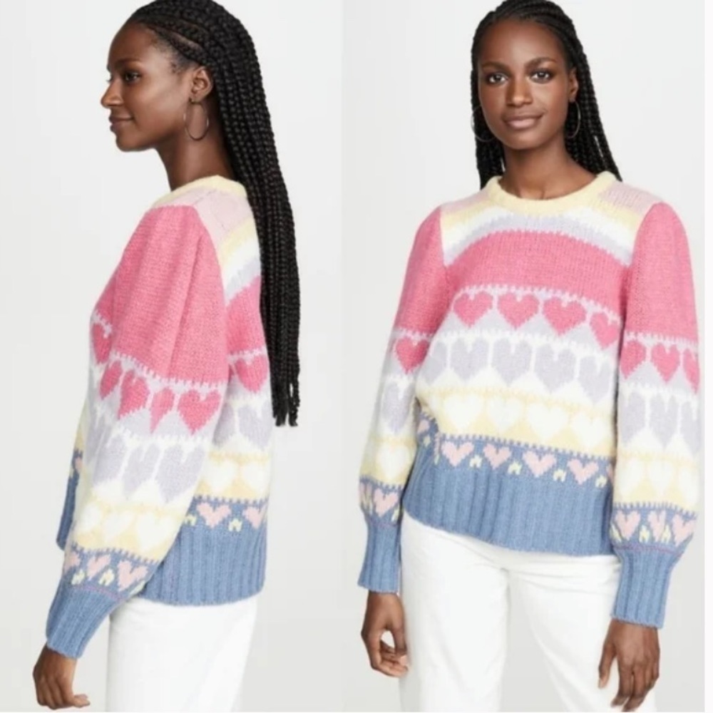 LoveShackFancy Shirelle Pullover Pink Icing Heart… - image 4